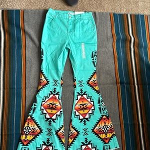 Ranch Dressn Turquoise Super Flares Women’s 14